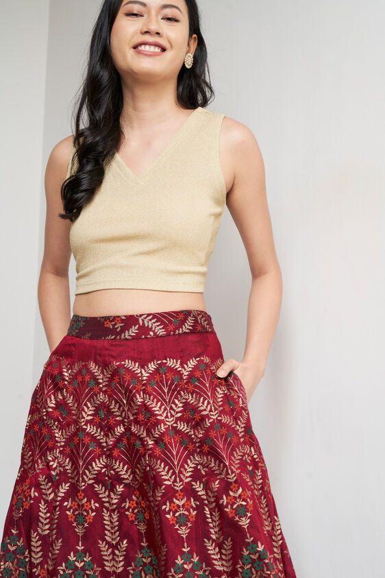 Jacquard Straight Top, Beige, image 2